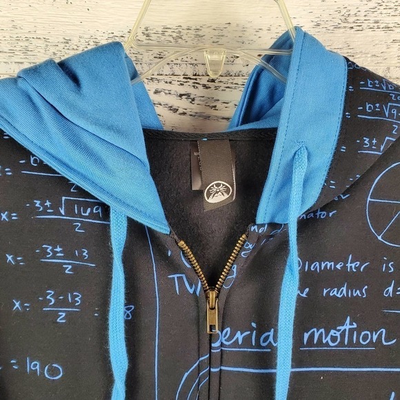 Imperial Motion Hooded Math Formula Hooded Front Zipper Blue Sweater Size XXL - Picture 2 of 11